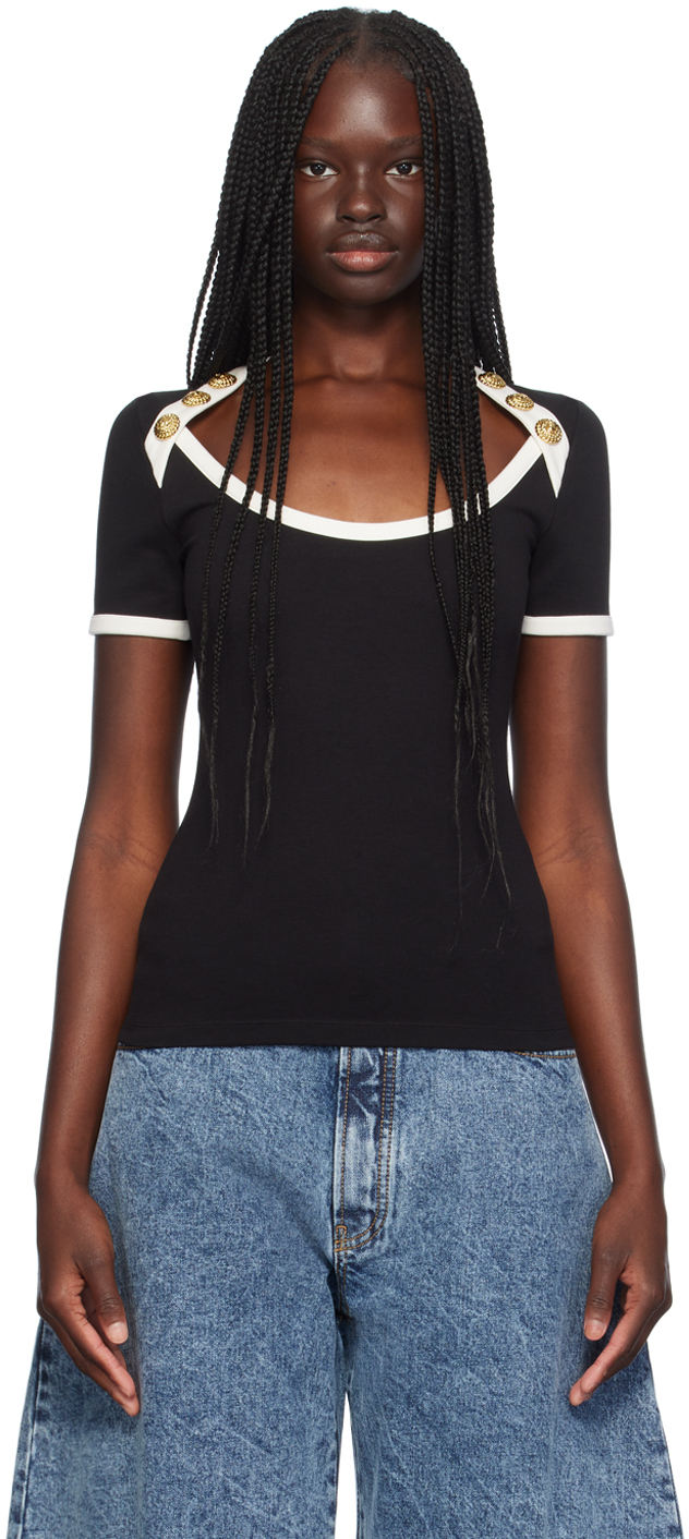 Black Button T-Shirt