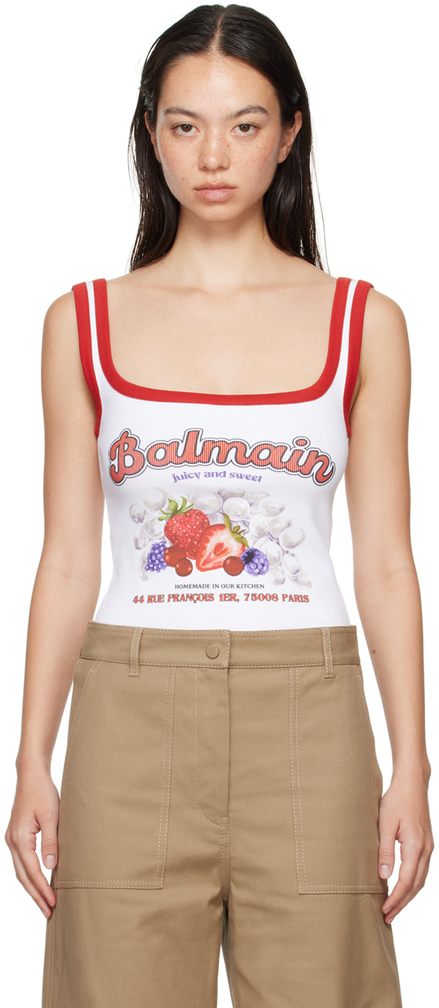 White & Red Fruit Tank Top