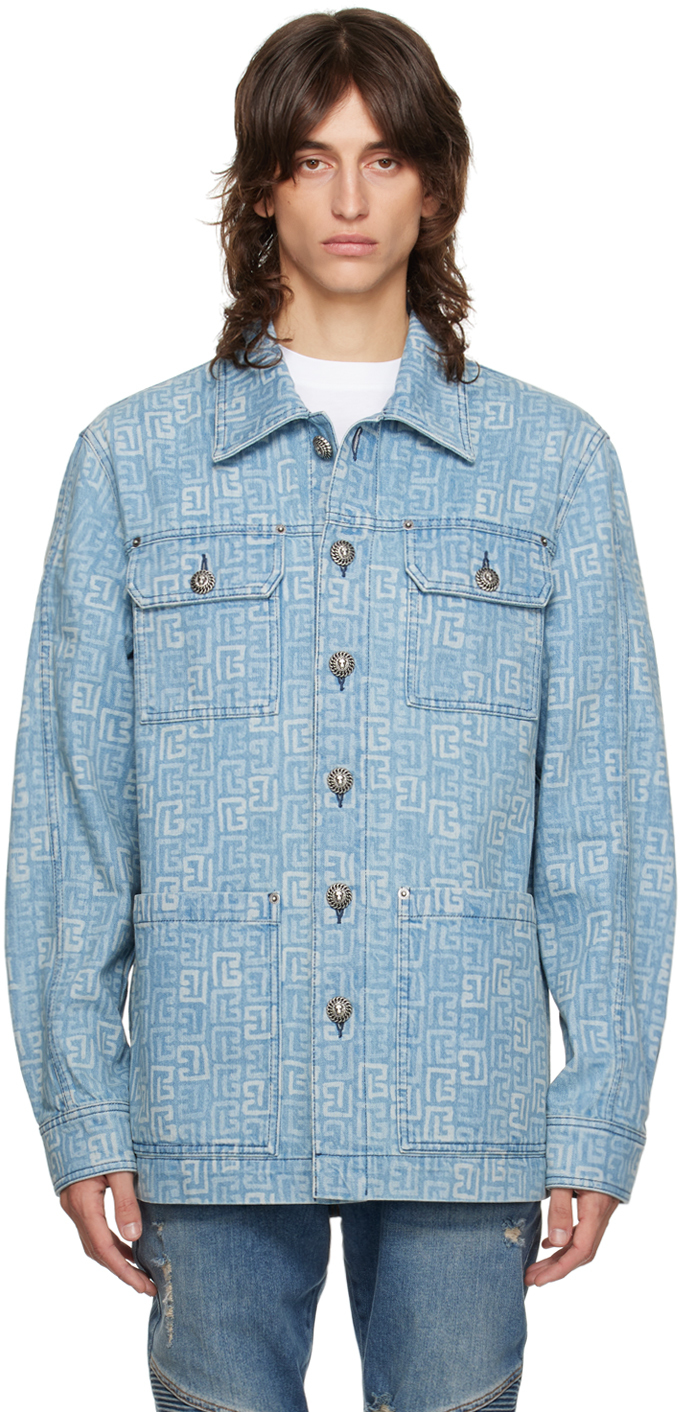 Blue Monogram Buttoned Denim Jacket