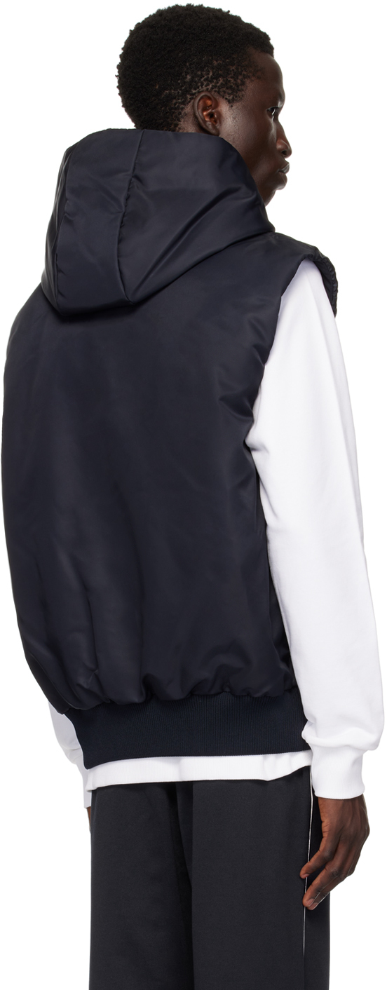 Balmain Monogram Printed Hooded Vest In Sha Bleu Marine/noi