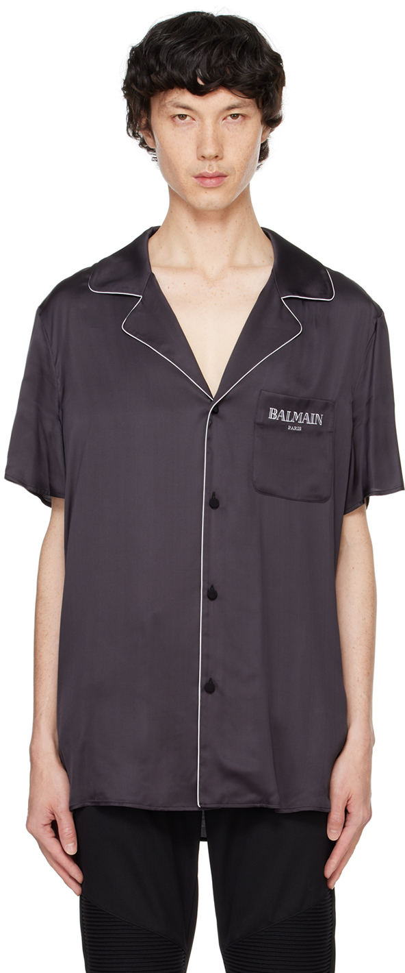 Shop Balmain Black '' Vintage Pyjama Shirt In 0pd Noir Anthracite