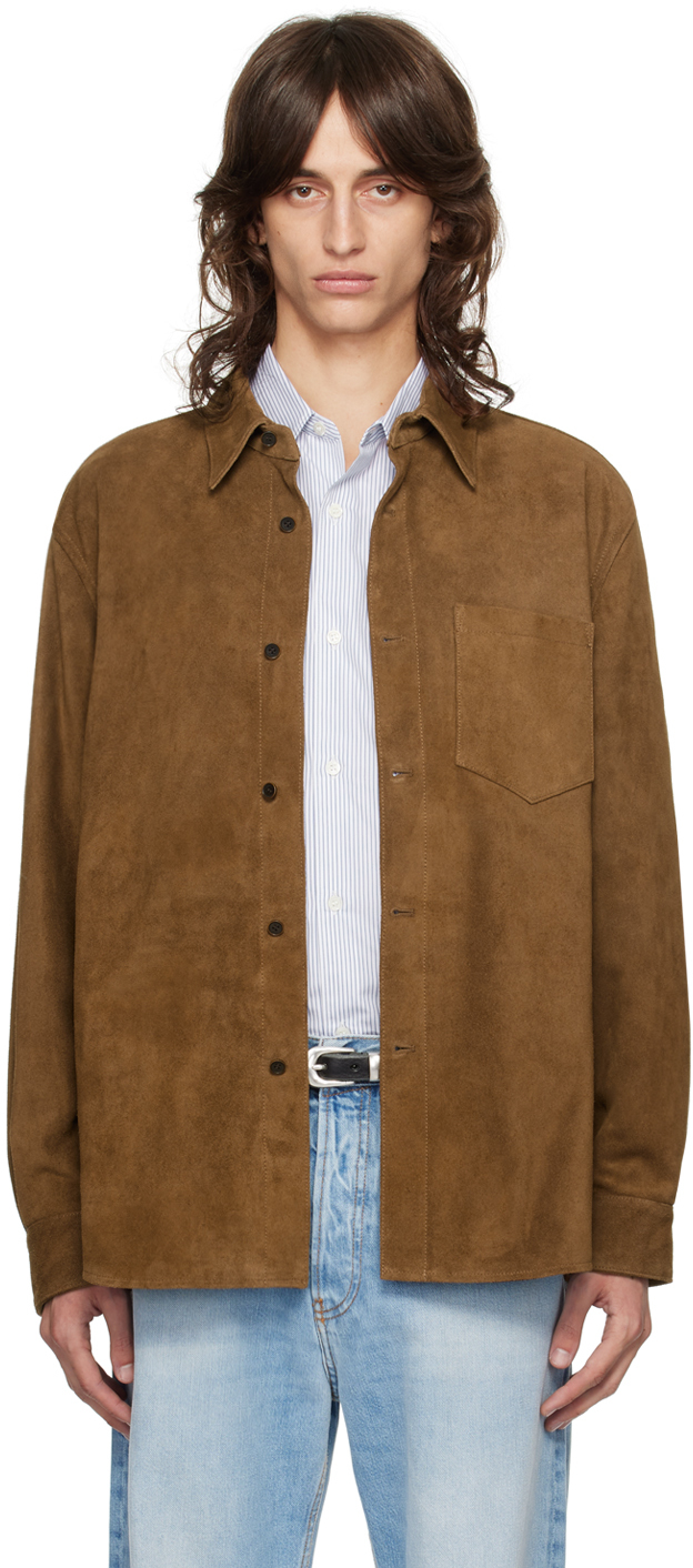 Tan Relaxed Leather Shirt