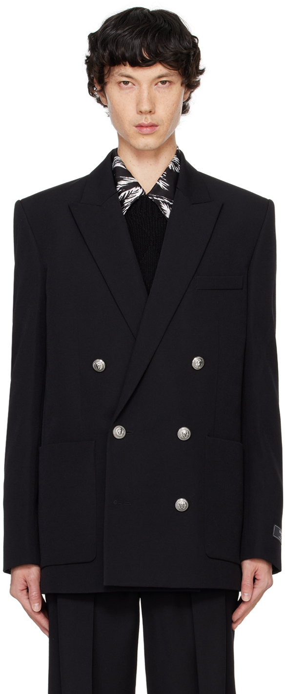 Shop Balmain Black Grain De Poudre Blazer In 0pa Noir