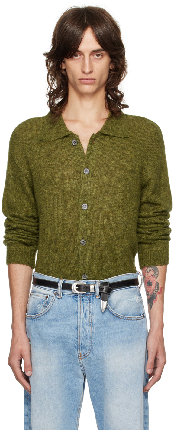 Green Spread Collar Cardigan