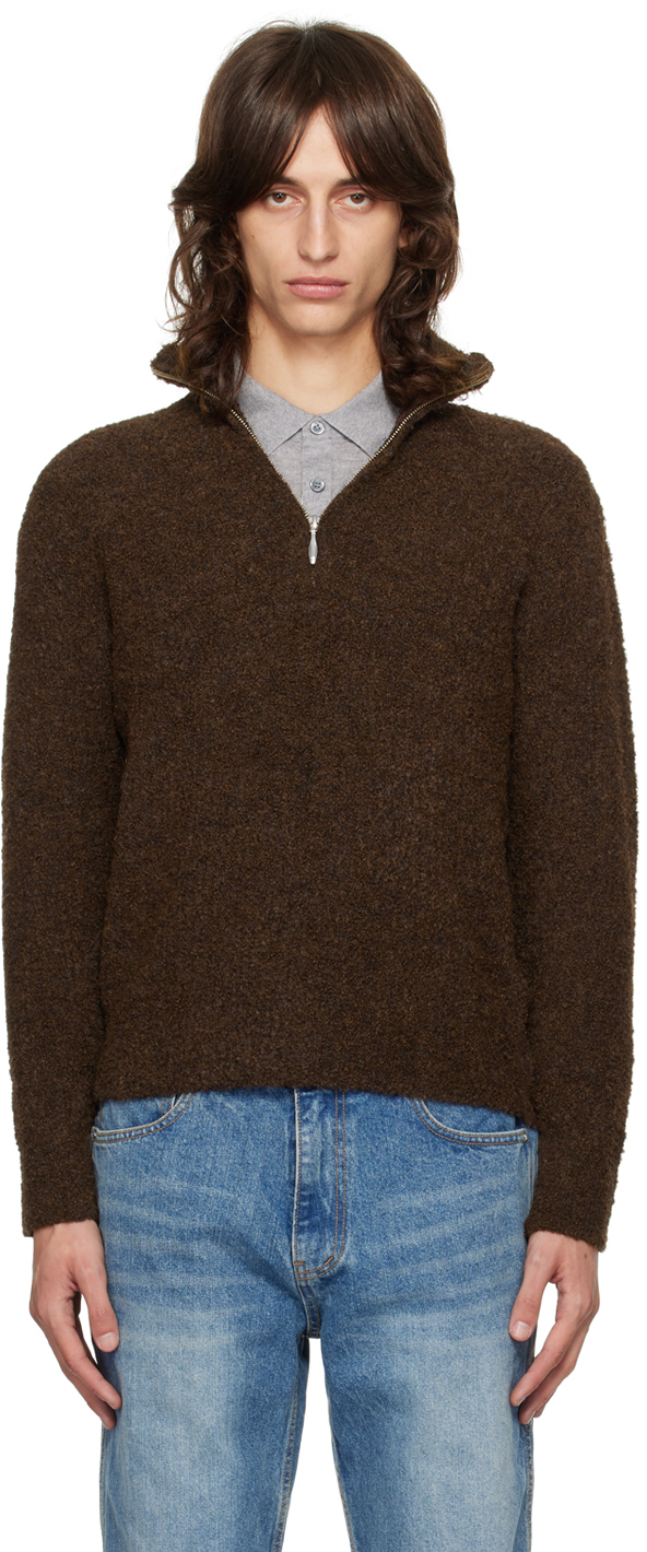 Brown Bouclé Sweater by Tonywack on Sale Brown Bouclé Sweater by Tonywack on Sale