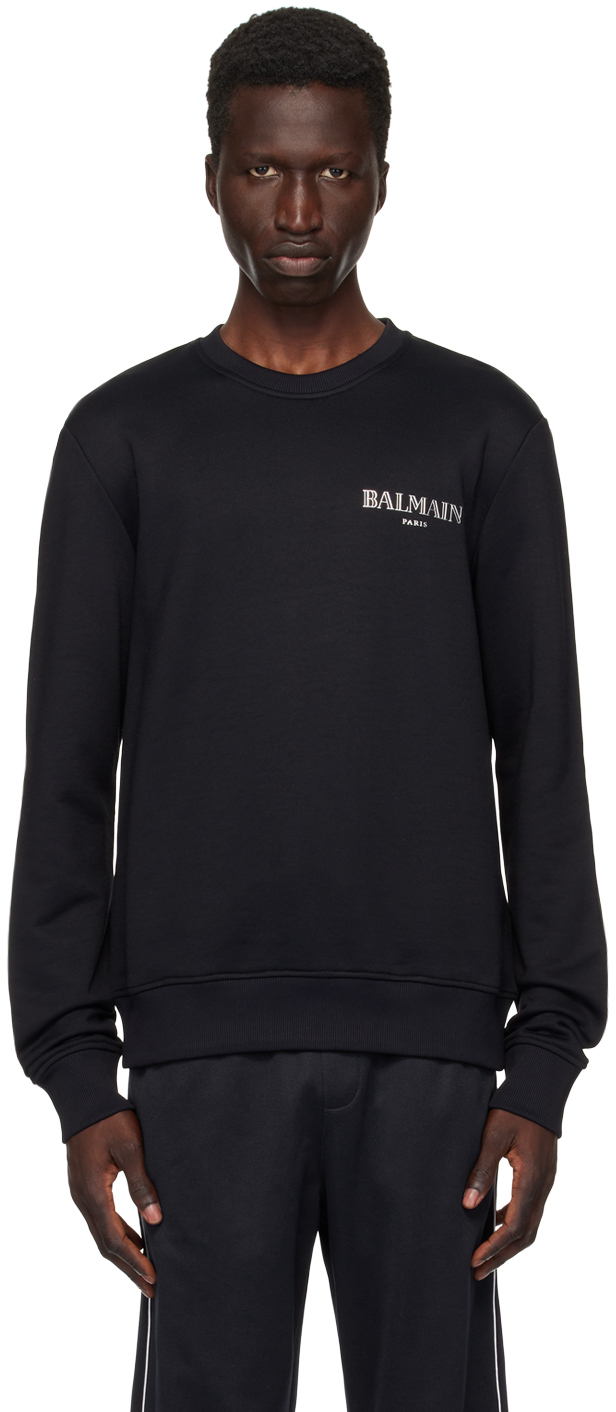 Shop Balmain Black Vintage '' Sweatshirt In Eac Noir/argent