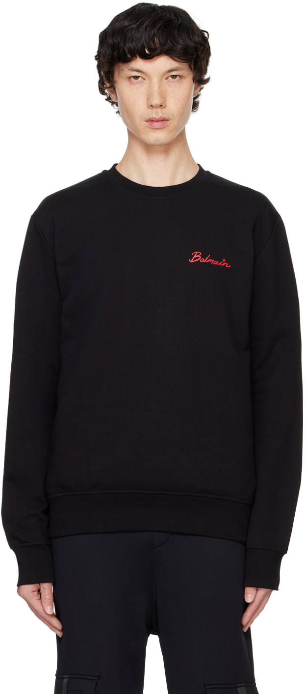 Shop Balmain Black ' Kiss' Print Sweatshirt In Egc Noir/rouge