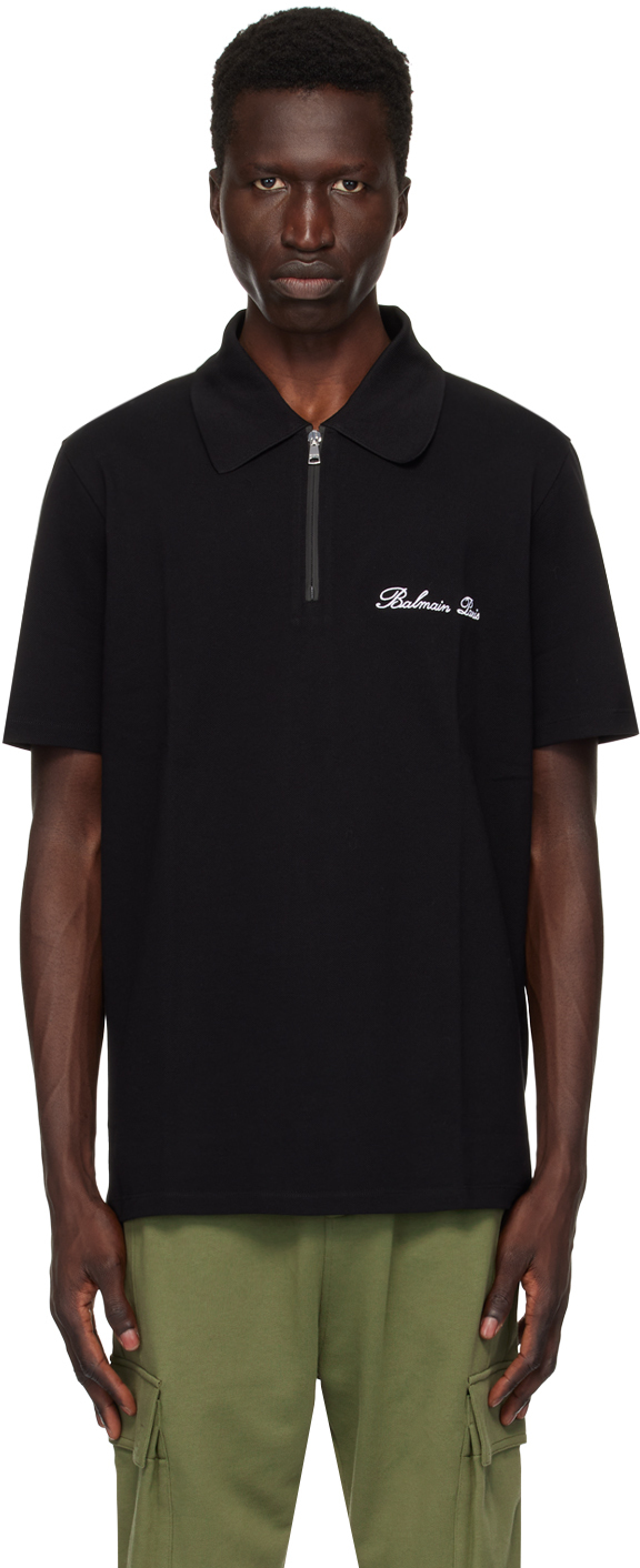 Shop Balmain Black ' Paris' Polo In Eab Noir/blanc