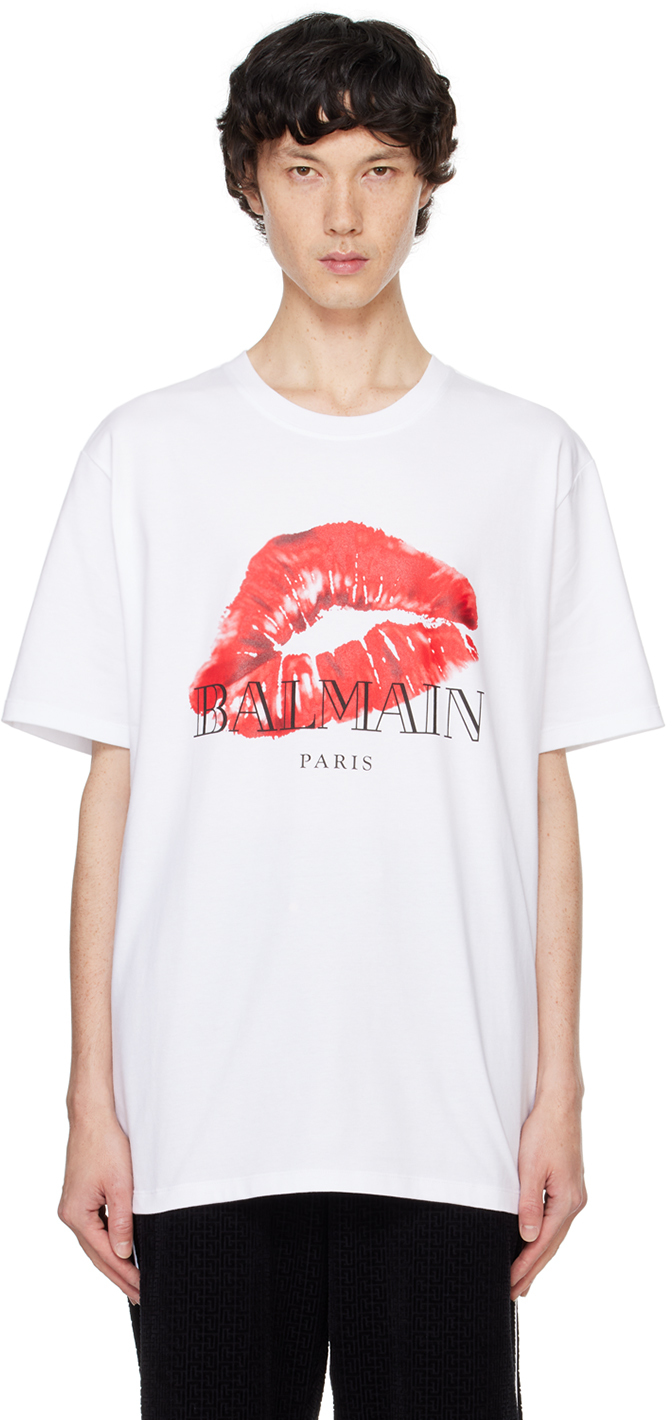 White Relaxed Kiss Print T-shirt