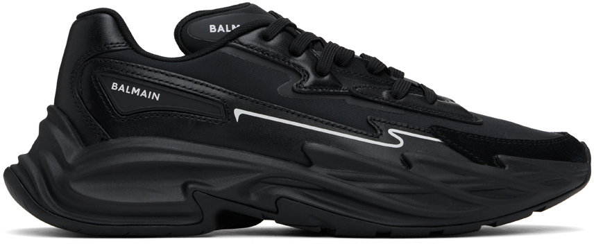 Shop Balmain Black Run-row Sneakers In 0pa Noir