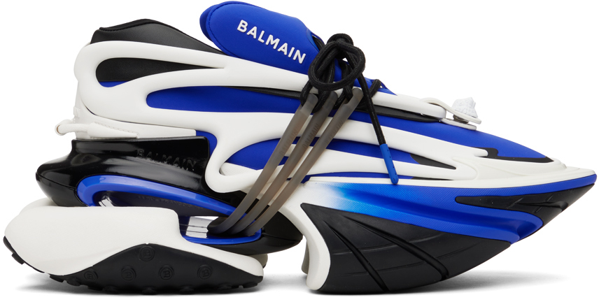 Shop Balmain Blue Unicorn Sneakers In 6eu Blanc/bleu Moyen