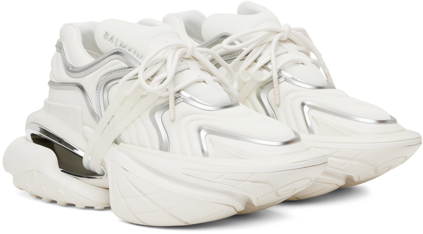 Balmain 'unicorn' White Sneakers With With Embossed Logo On The Side In 0fa Blanc