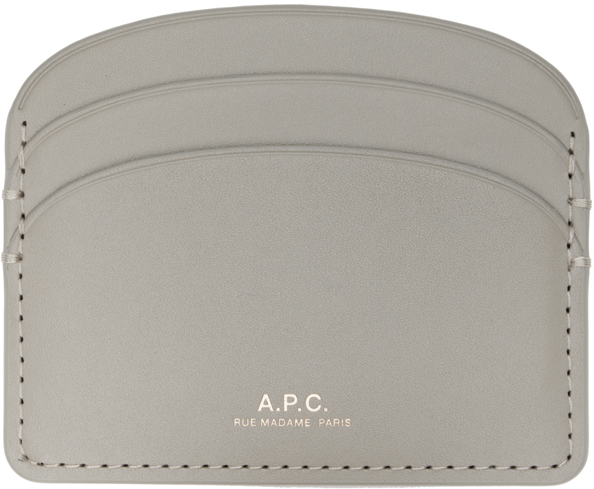 Shop Apc Taupe Demi-lune Card Holder In Kaw Green Taupe