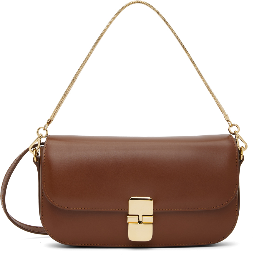 Shop Apc Brown Grace Chain Shoulder Bag In Cad Noisette