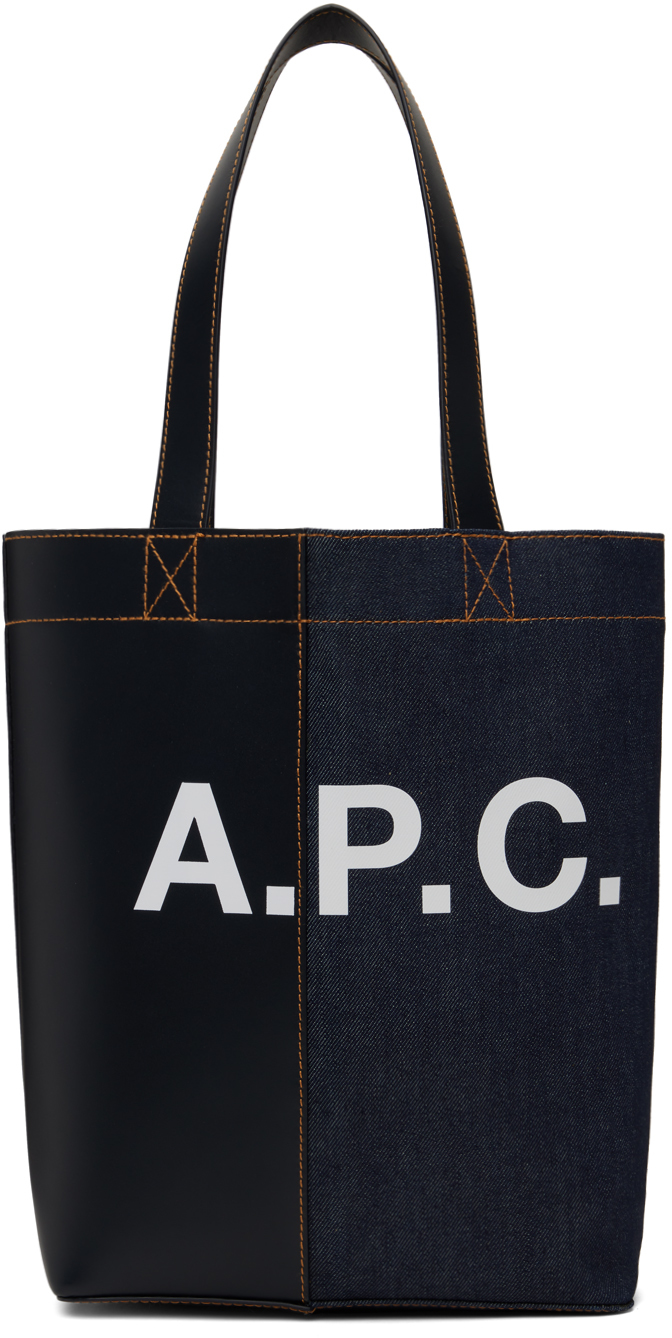 Shop Apc ネイビー＆ブラック Axel N/s トートバッグ In Iak Dark Navy