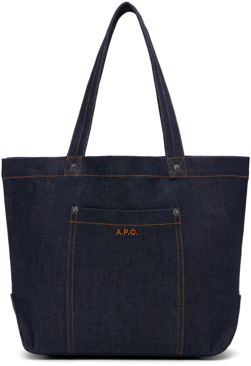 Shop Apc ネイビー Thais トートバッグ In Iai Indigo