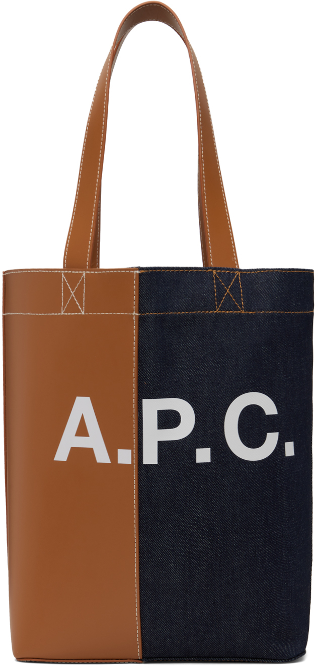 【関税込み】A.P.C. タン&ネイビー Axel N/S トートバッグ A.P.C.のタン&ネイビー Axel N/S トートバッグがセール中