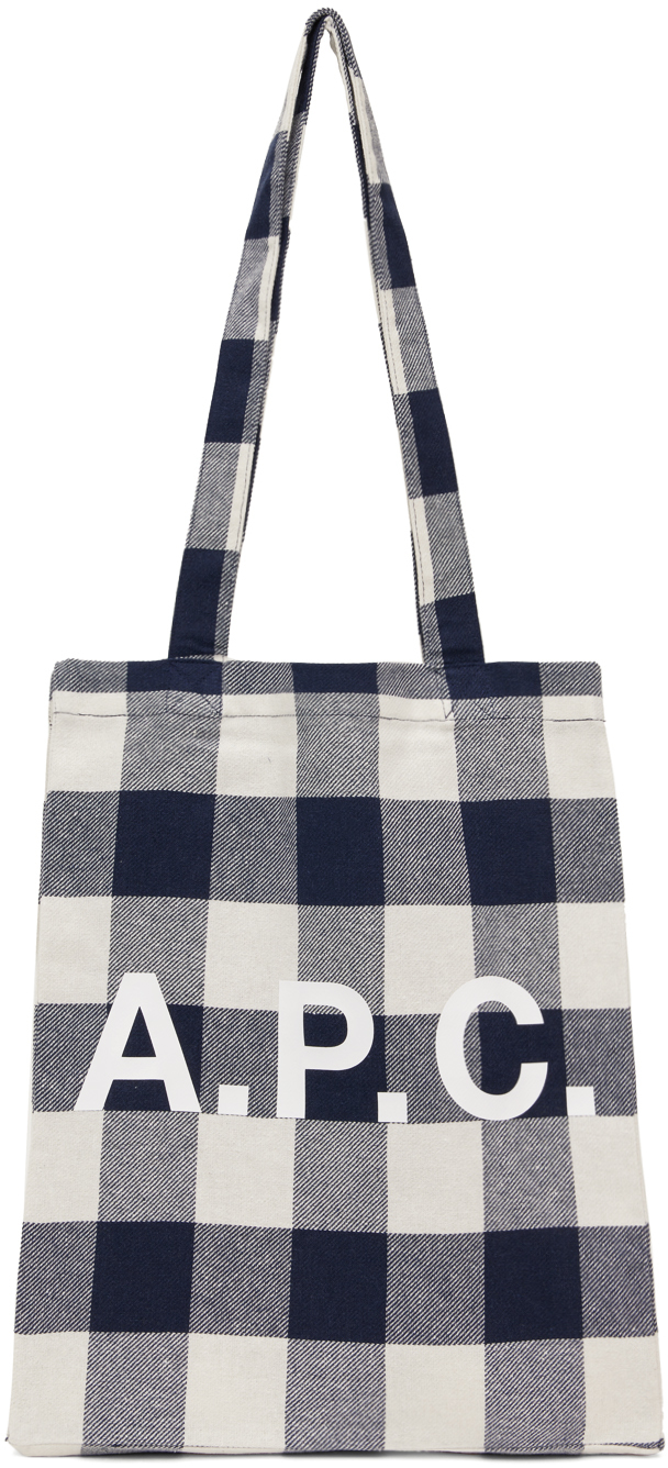 Shop Apc オフホワイト＆ネイビー Lou トートバッグ In Iak Dark Navy