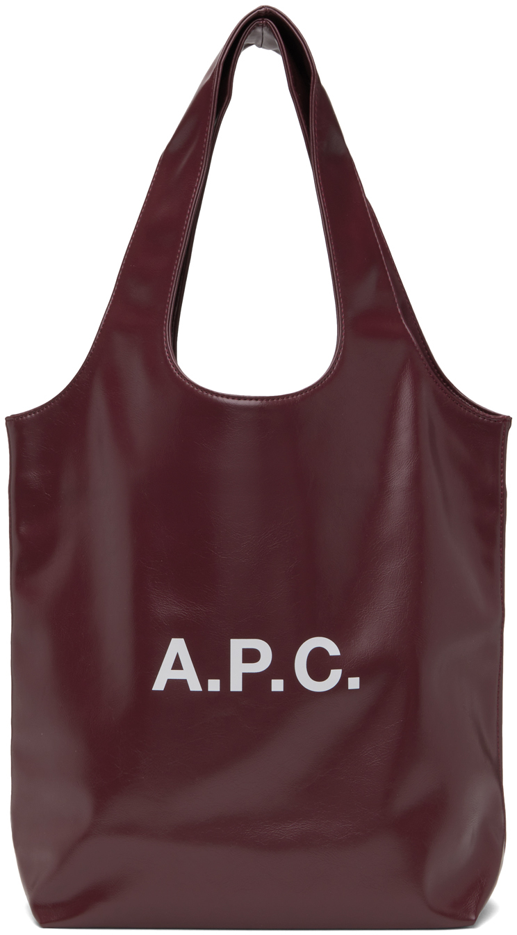 Shop Apc バーガンディ スモール Ninon トートバッグ In Gac Burgundy