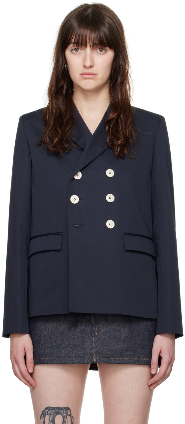 A.P.C. Navy Carver Coat Smart Closet