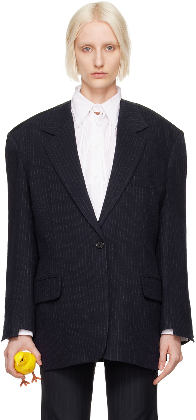 Navy Raw Edge Single Blazer