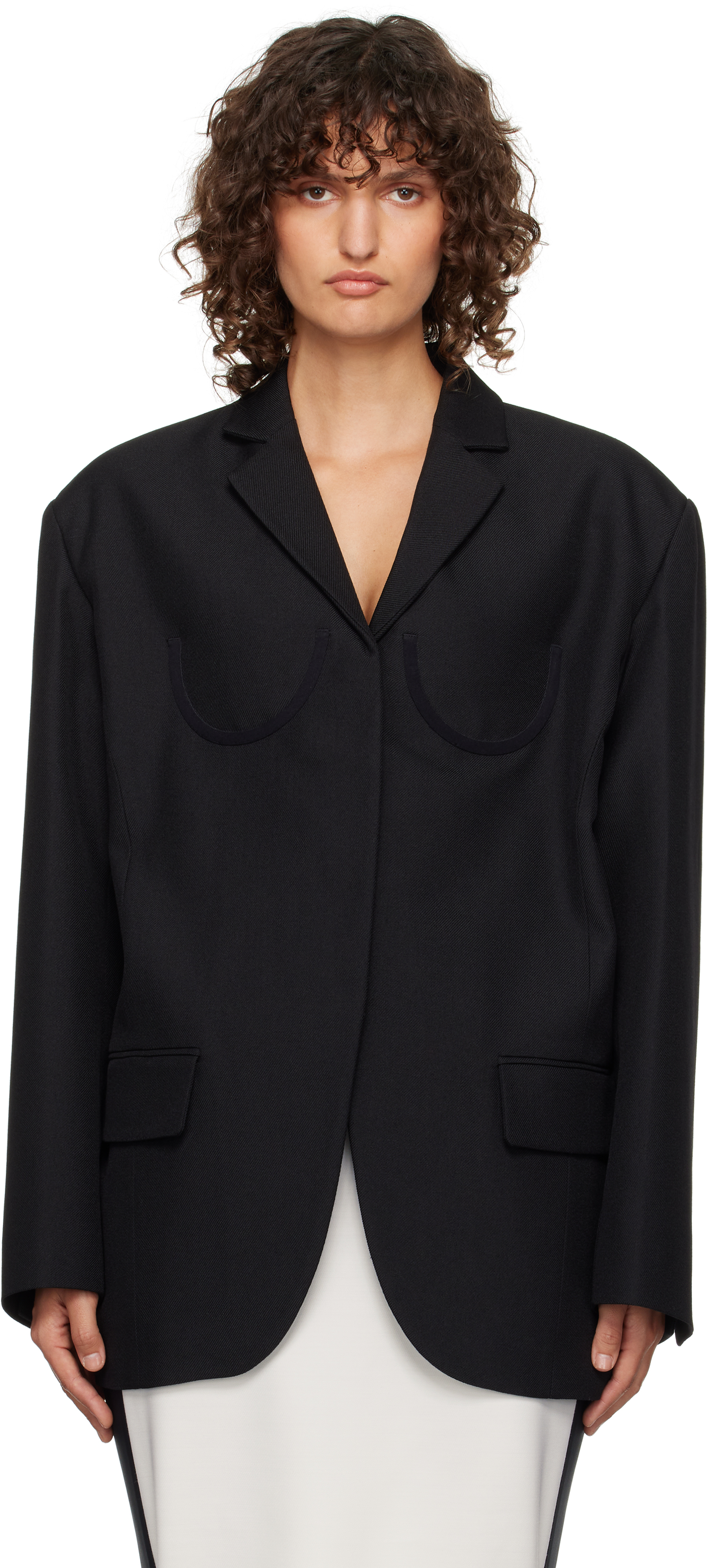 Shop Pushbutton Black Bra Detail Single Blazer