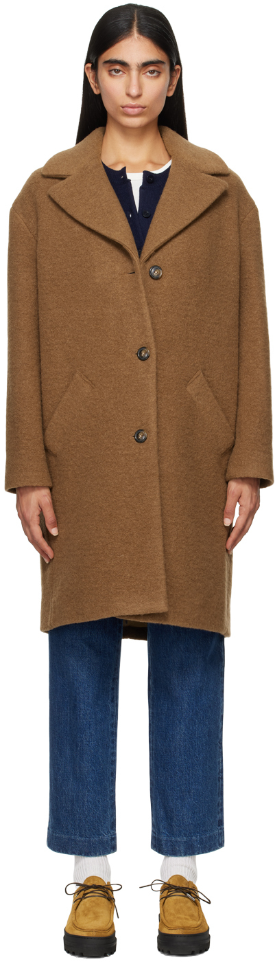 Shop Apc Brown Ninon Coat In Cac Marron