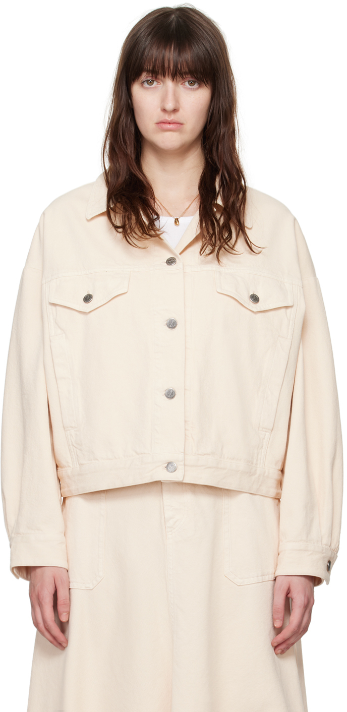 Shop Apc Off-white Cally Denim Jacket In Aad Ecru