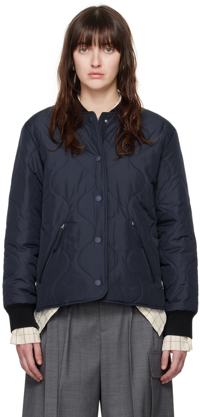 Shop Apc Navy Camilla Bomber Jacket In Iak Dark Navy