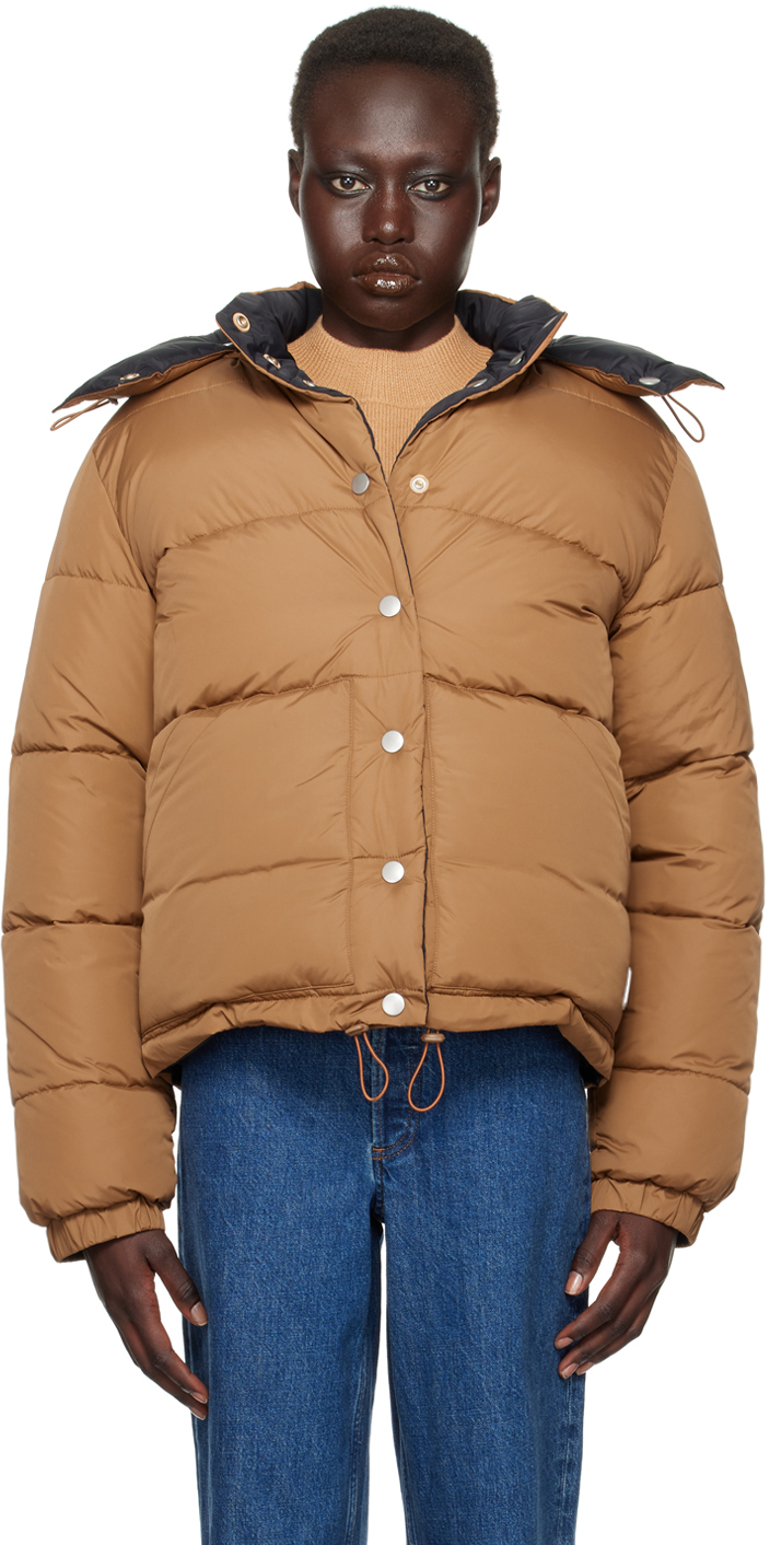 Shop Apc Tan & Black Sophie Reversible Puffer Jacket In Bac Dk Beige