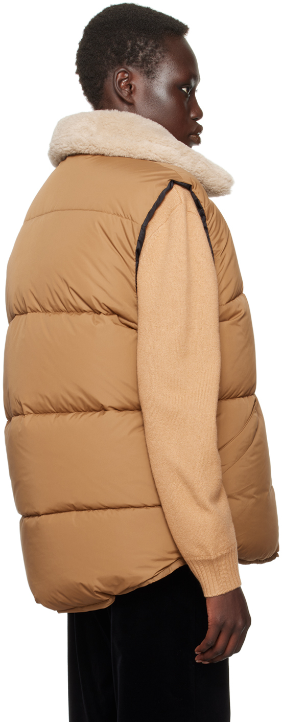 Apc Tan & Black Teddy Reversible Puffer Vest In Bac Dk Beige