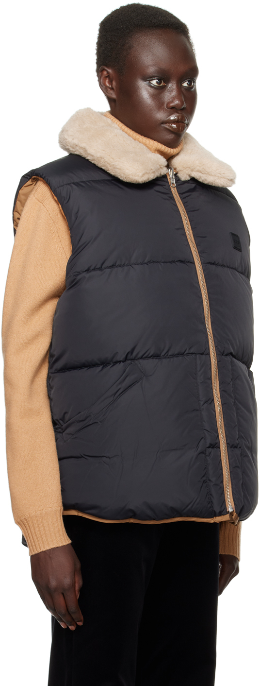 Apc Tan & Black Teddy Reversible Puffer Vest In Bac Dk Beige
