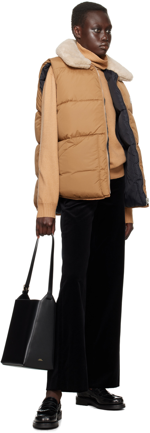 Apc Tan & Black Teddy Reversible Puffer Vest In Bac Dk Beige