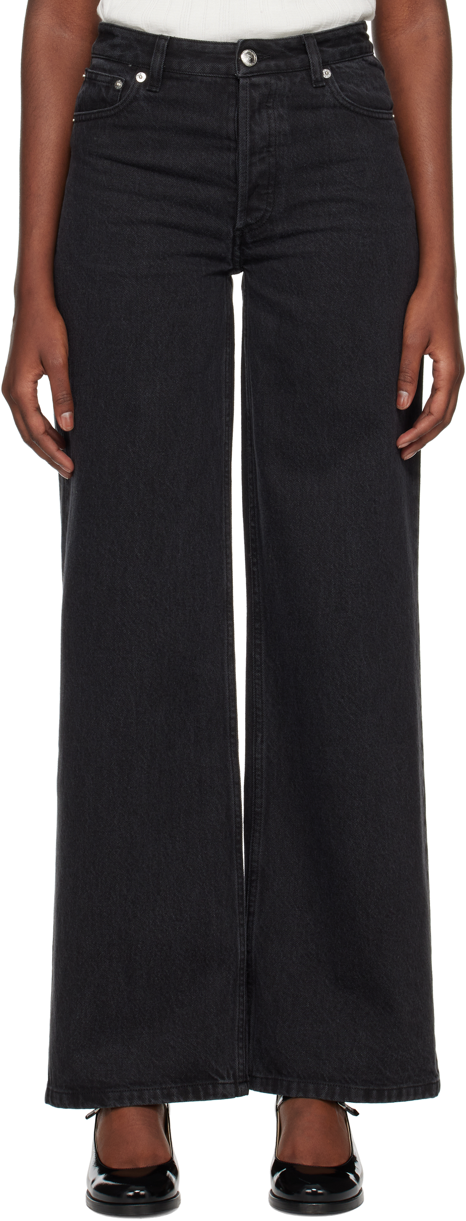 Apc Black Elisabeth Jeans In Lze Washed Black