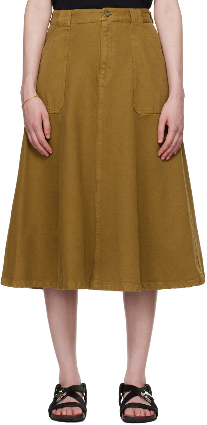 Tan Laurie Denim Midi Skirt by A.P.C. on Sale