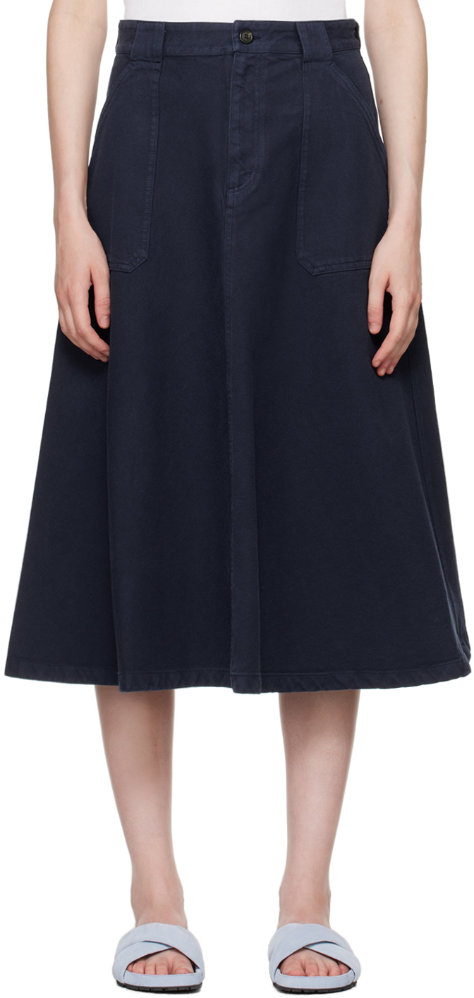 Navy Laurie Denim Midi Skirt