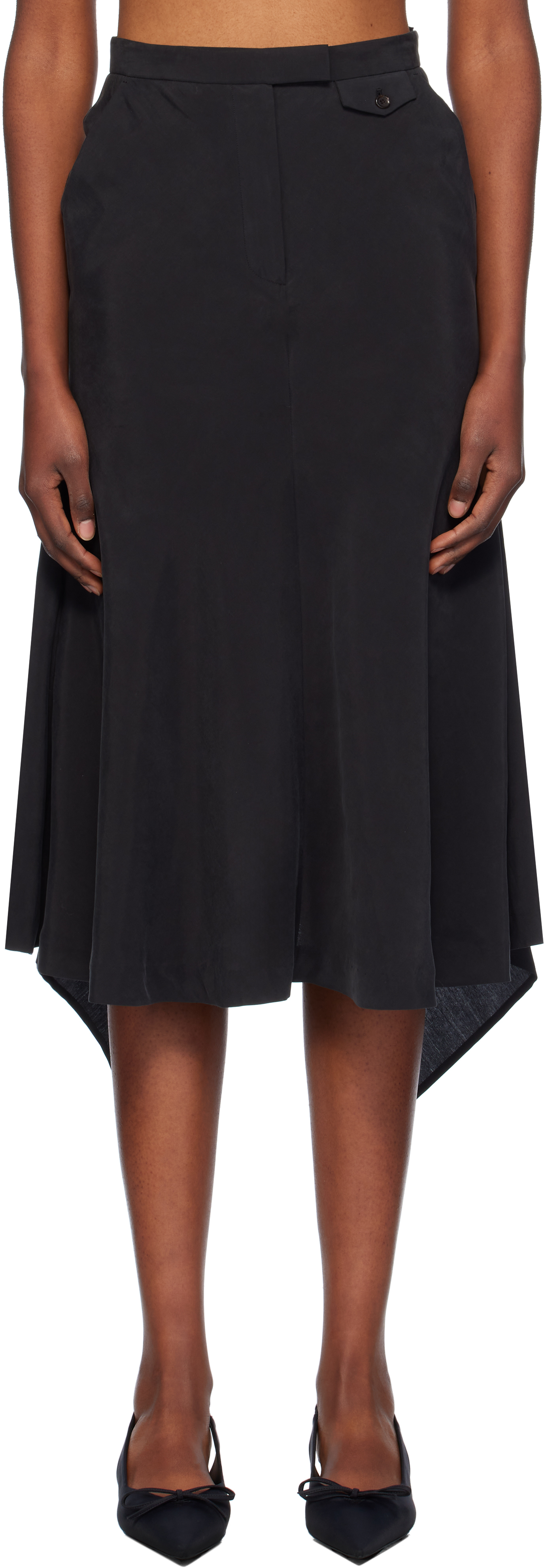 Black Flared Back Mermaid Midi Skirt