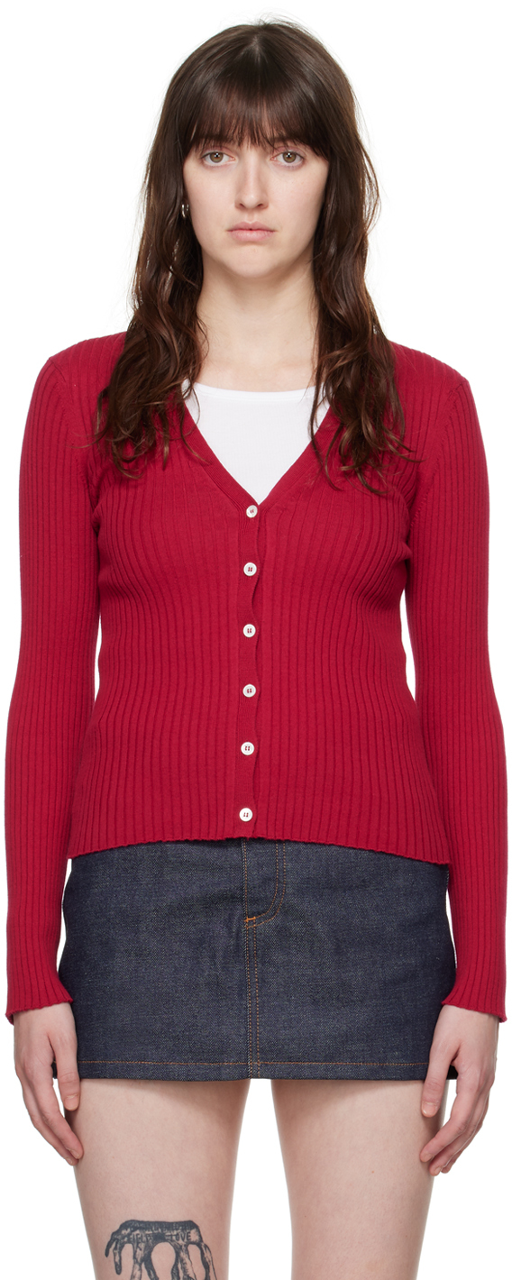 Apc Red Katie Holmes Edition Ambre Cardigan In Fag Framboise