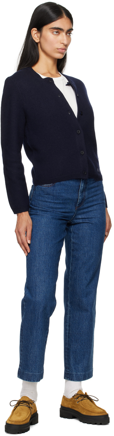 Apc Long-sleeved Knitted Cardigan In Iak Dk Navy