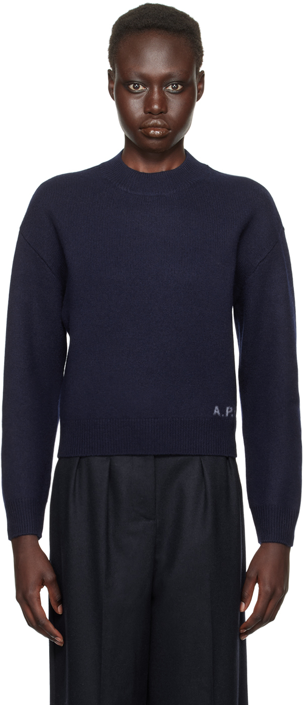 Shop Apc Navy Esther Sweater In Iak Dk Navy