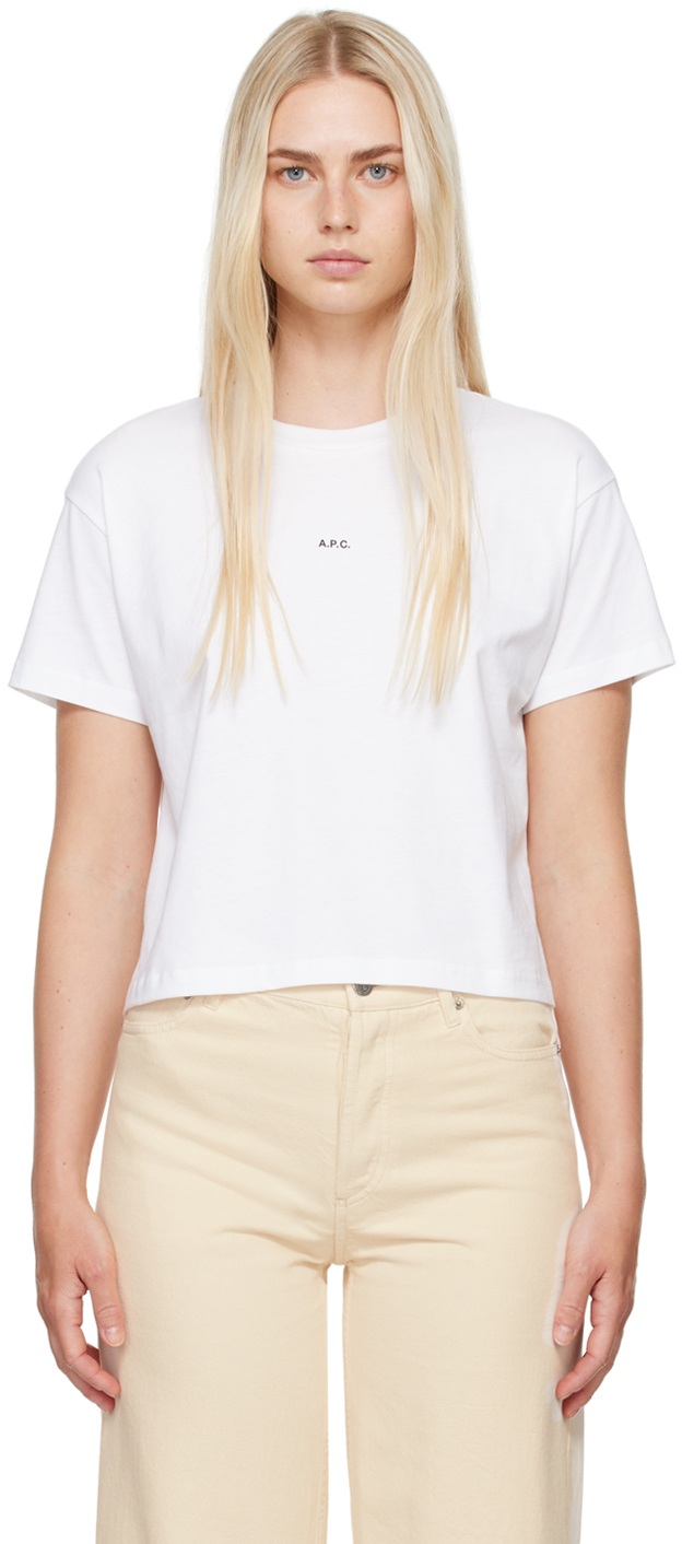 ★A.P.C.★ Micro Logo Boxy Fit Short Sleeve T-Shirt White Bl Micro Logo Boxy Fit Short Sleeve T-Shirt - White:Black 6900