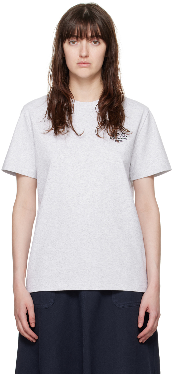 Shop Apc Gray Standard 'rue Madame' T-shirt In Gris Chine / Noir