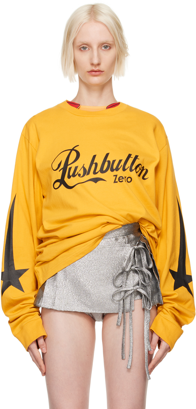 Yellow Graphic Printed Long Sleeve T-Shirt