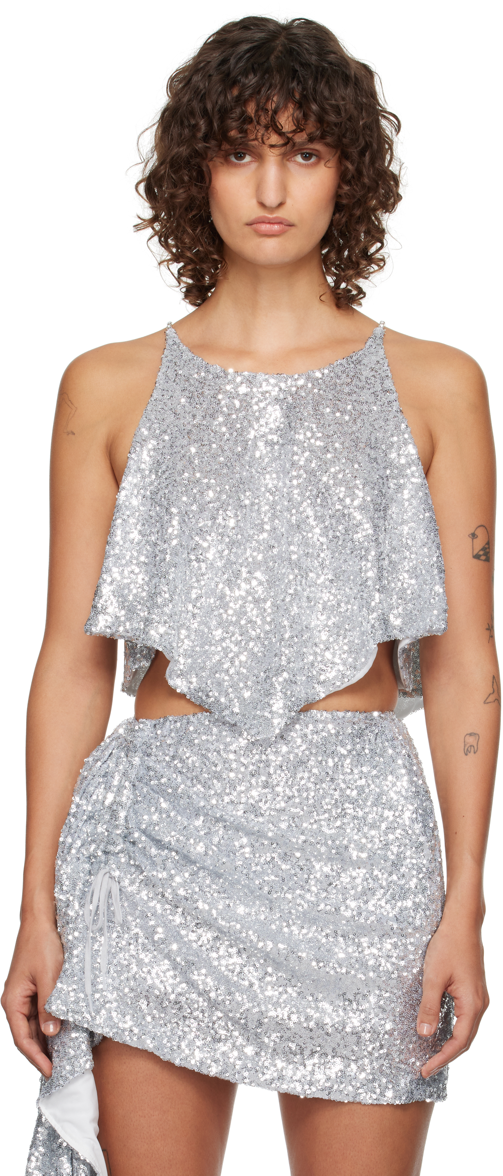 Shop Pushbutton Silver Scarf Silhouette Tank Top