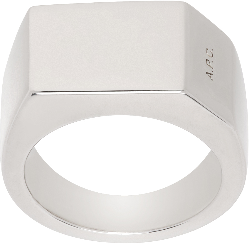 Shop Apc Silver Minimal Ring In Rab Silver