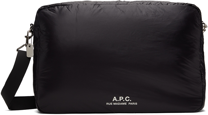 Apc Black Nylon Bomber Bag In Lzz Black