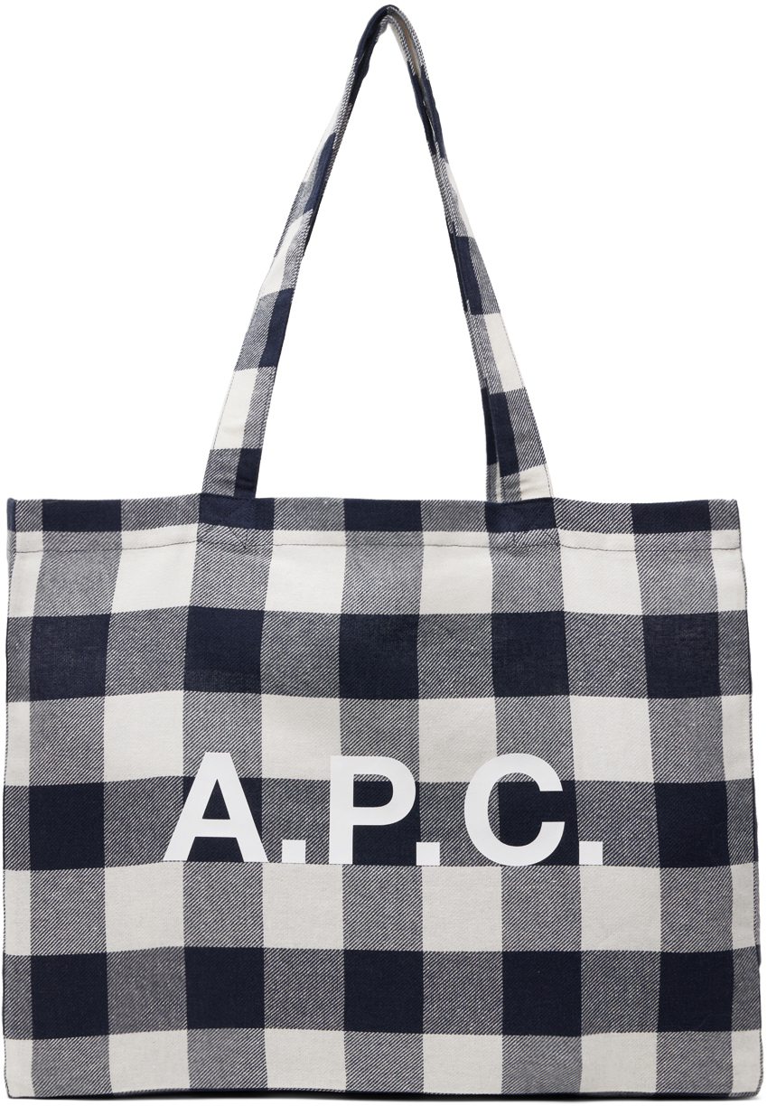 A.P.C. Men s Diane Shopping Tote in Dark Navy Check END Clothing