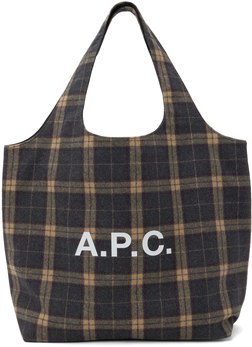 Shop Apc グレー＆ベージュ スモール Ninon トートバッグ In Plc Heathered Anthra