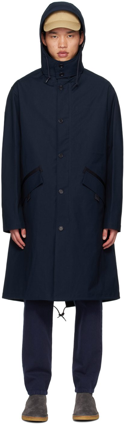 Shop Apc Navy Austin Coat In Iak Dark Navy