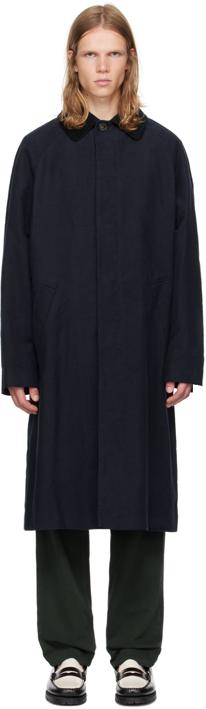 Shop Apc Navy Gaspard Rain Coat In Iak Dark Navy